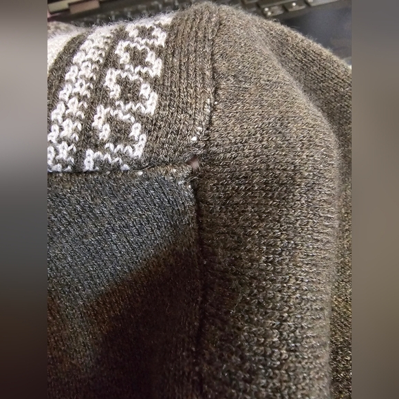 Olive Green Vertigo Long Open Drape Sweater Jacket with Hood Aztec Print Size M - Picture 9 of 9